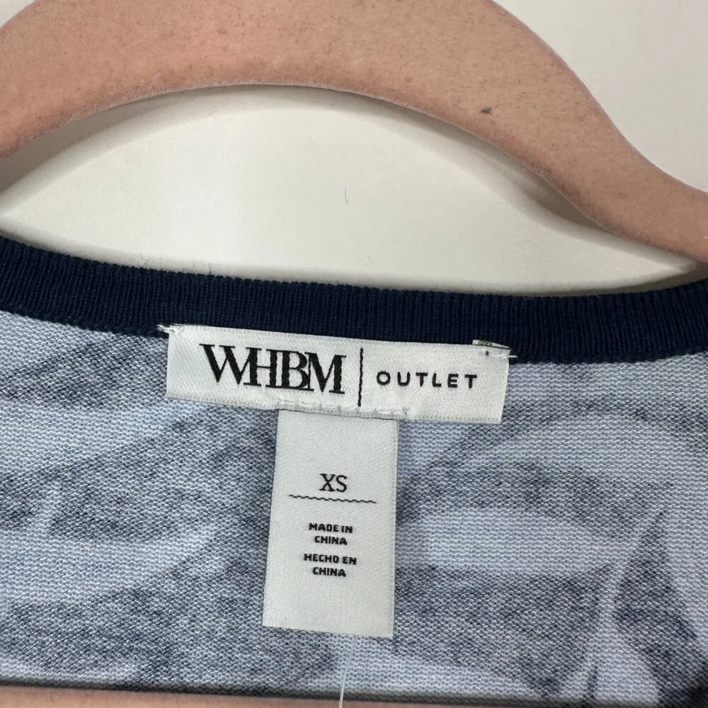 NWT White House Black Market Snap Cardigan Jacobean Bliss Twilight Navy #WHBM31